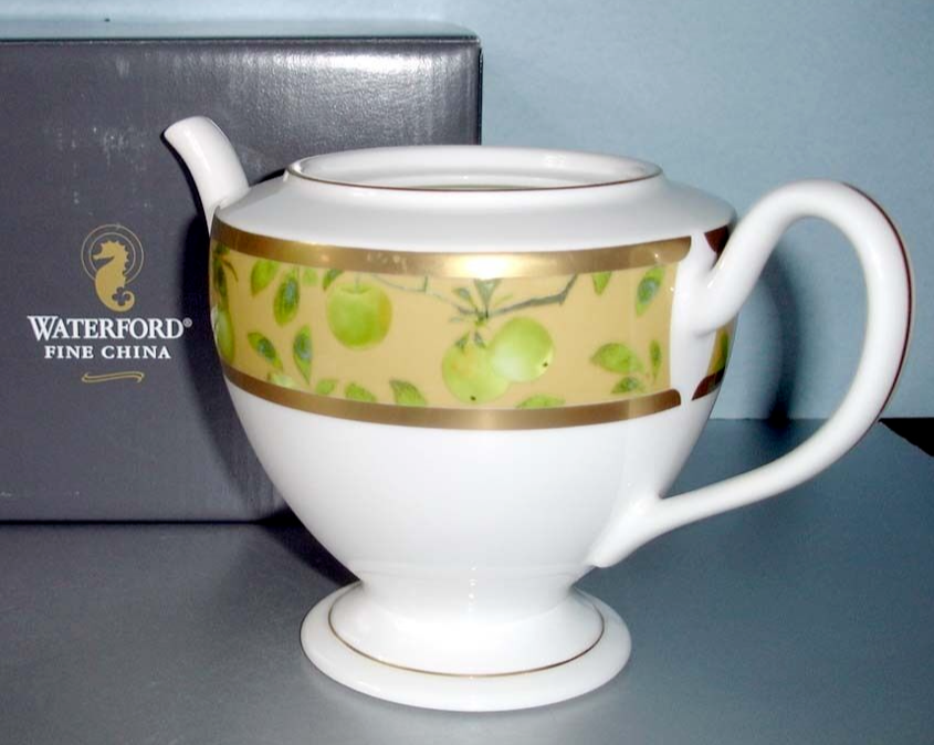 Waterford Golden Apple Teapot NO LID Bone China Gold Trim New - $48.41 Waterford Golden Apple Teapot NO LID Bone China Gold Trim New - $48.41