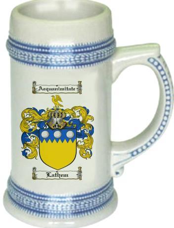 Lathem Coat of Arms Stein / Family Crest Tankard Mug