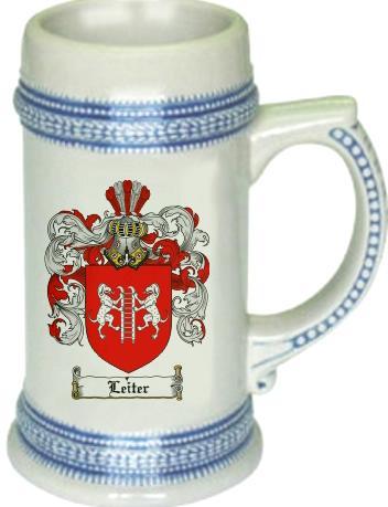 Leiter Coat of Arms Stein / Family Crest Tankard Mug