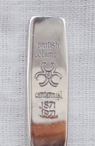 Collector Souvenir Spoon Canada BC Centennial 1871 - 1971 - $4.99