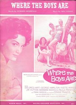 WHERE THE BOYS ARE from the movie Piano Sheet Music 1960 - $28.53