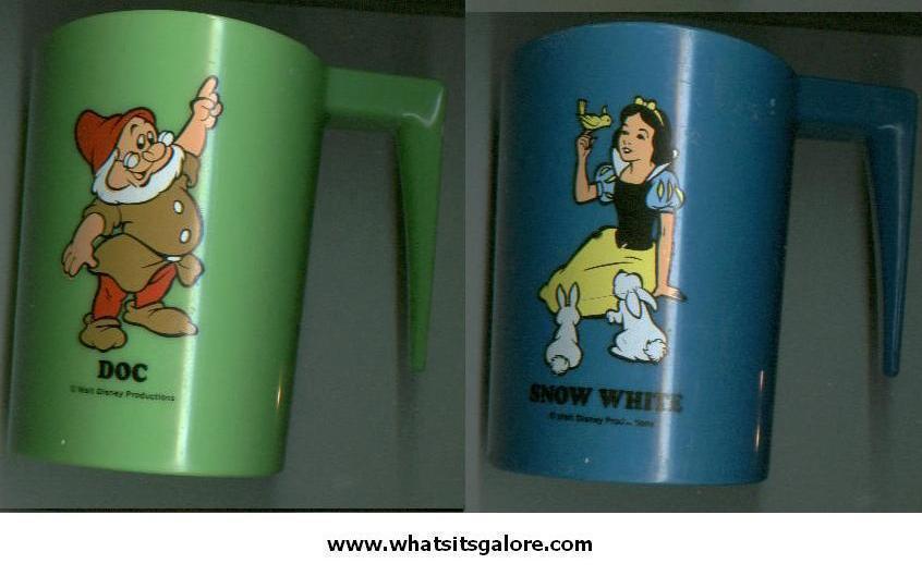 Disney SNOW WHITE / DOPEY / DOC plastic mugs advertising premiums seven dwarfs - $17.00