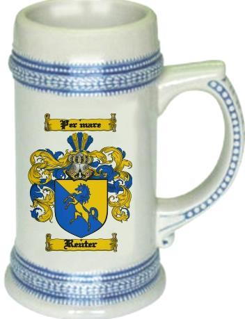 Reuter Coat of Arms Stein / Family Crest Tankard Mug