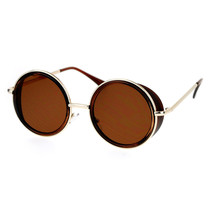 Side Cover Sunglasses Round Circle Double Frame Unisex Fashion Shades - £16.44 GBP