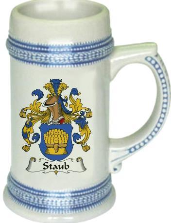 Staub Coat of Arms Stein / Family Crest Tankard Mug