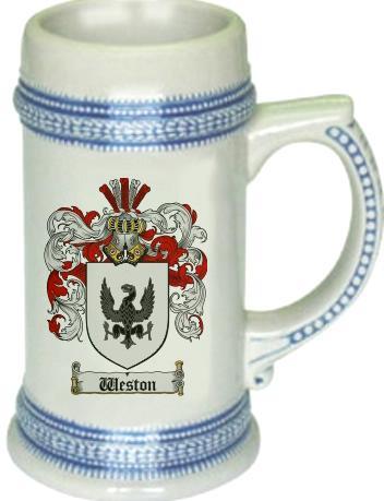 Weston Coat of Arms Stein / Family Crest Tankard Mug