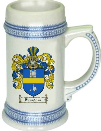 Zaragoza Coat of Arms Stein / Family Crest Tankard Mug