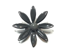 C1960 Gray Enamel Daisy Brooch - $15.95