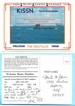1985 Real Photo Postcard US NAVY Welcome Home NAUTILUS QSL KISSN - £25.95 GBP