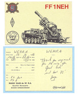 1988 Vintage QSL Card Drawing French Tank Military Crest Radio Club QSL ... - £12.56 GBP