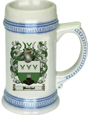 Burchat Coat of Arms Stein / Family Crest Tankard Mug