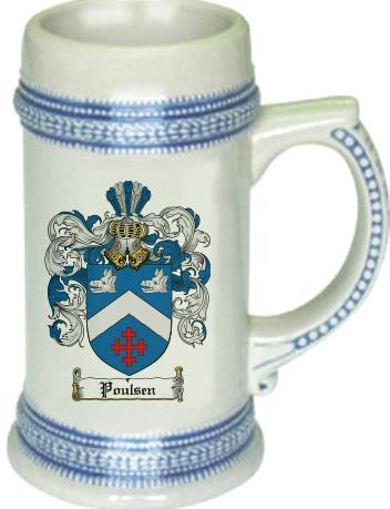 Poulsen Coat of Arms Stein / Family Crest Tankard Mug