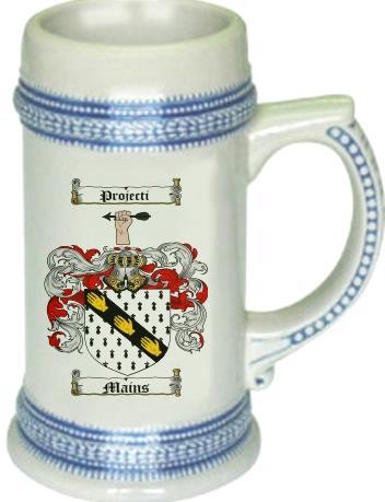 Mains Coat of Arms Stein / Family Crest Tankard Mug - £17.20 GBP