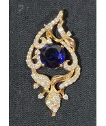 Vintage Gold Tone Pendant With Blue Stone - £14.79 GBP