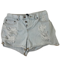 FOREVER 21 Womens High Rise Button Fly Cutoff Jean Shorts Fits Like Size 31 - £6.79 GBP