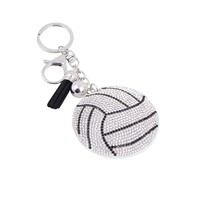 Bling Crystal Black White Volleyball Tassel Keychain Keyring Bag Purse C... - £10.90 GBP