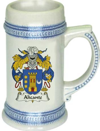 Alicante Coat of Arms Stein / Family Crest Tankard Mug