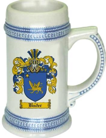Bader Coat of Arms Stein / Family Crest Tankard Mug