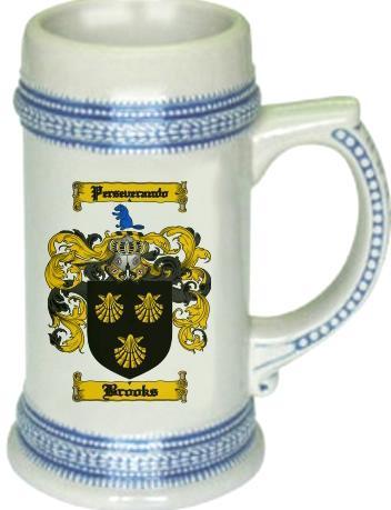 Brooks Coat of Arms Stein / Family Crest Tankard Mug