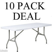 10 pack Lancaster 30&quot;x 72&quot; Granite White Plastic Folding Table Banquet T... - £1,547.78 GBP