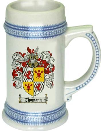Thomann Coat of Arms Stein / Family Crest Tankard Mug