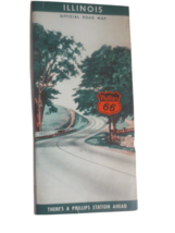 1940 Phillips 66 Illinois Road Map Chicago Foldout Travel Map - £9.74 GBP
