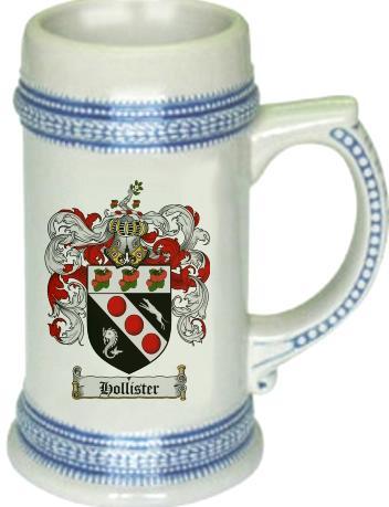 Hollister Coat of Arms Stein / Family Crest Tankard Mug