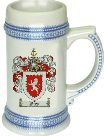 Grey Coat of Arms Stein / Family Crest Tankard Mug