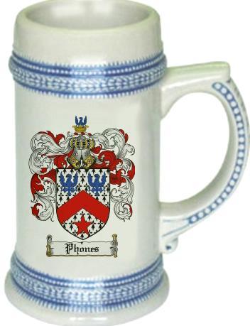 Phones Coat of Arms Stein / Family Crest Tankard Mug