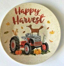 Happy Harvest Melamine Tidbit Dessert Appetizer Plates 6&quot; Set of 4 Tractor  - £23.04 GBP