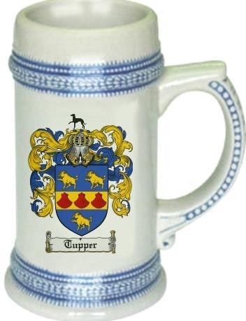 Tupper Coat of Arms Stein / Family Crest Tankard Mug