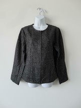Nwt Eileen Fisher Charcoal Italian Wool Blend Tweed Zipper Front Jacket Large L - £91.26 GBP