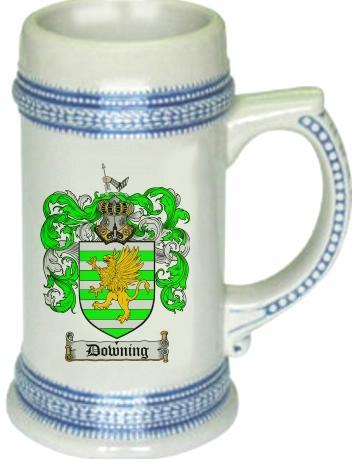 Downing Coat of Arms Stein / Family Crest Tankard Mug