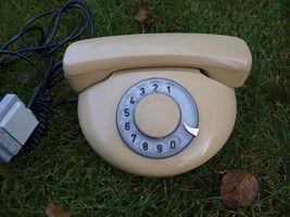 VINTAGE SOVIET CZECHOSLOVAKIA ROUND SHAPE ROTARY DIAL PHONE TESLA COCAO ... - $69.29