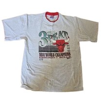 Chicago Bulls T Shirt Single Stitch 3 Peat World Champions XL USA 1993 Vtg - £30.86 GBP