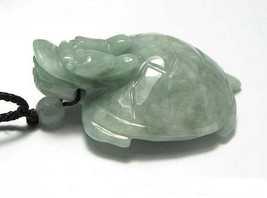 Hand carved natural green jade dragon head Turtle charm pendant - £20.28 GBP