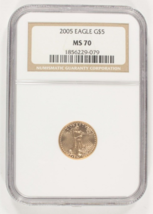 2005 1/10 ML G $5 Or American Eagle Classé Par NGC Comme MS-70 - $429.77