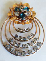 VTG M&amp;S  1/20-12k GF Green &amp; Clear Crystal  Pin Brooch or Pendant - £30.36 GBP