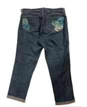 NYDJ Jeans Size 14 Embroidered Pockets Cuffs Denim Blue Ankle Length Mid Rise - £15.32 GBP