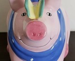 Vintage CoCo Dowley Brand PIG with Butterfly on Nose Cookie Jar PINK Cer... - $59.84