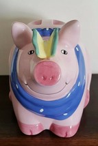 Vintage CoCo Dowley Brand PIG with Butterfly on Nose Cookie Jar PINK Ceramic Jar - £47.83 GBP