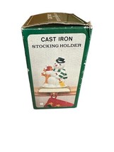 Vintage Cast Iron Base and Resin Christmas Stocking Holder - Snowman - $5.31