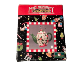 RARE Mary Englebreit-Kurt Adler Colorful Christmas Teapot Ornament-Candy Cane - £11.21 GBP