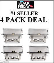 4 Pack Full Kit 8 Qt Deluxe Roll Top Chafer Stainless Chafing Dish Free Ship - $605.89