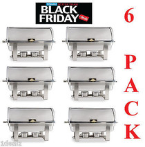 6 Pack Full Kit 8 Qt Deluxe Roll Top Chafer Stainless Chafing Dish Free Ship - £968.26 GBP