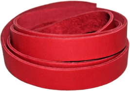 Top Grain Leather Strip Strap for DIY Crafts RED 72&quot; x 3/4&quot; - £10.40 GBP