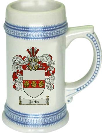 Jacka Coat of Arms Stein / Family Crest Tankard Mug