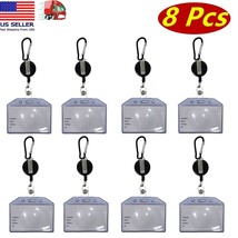 8 Pcs Id Card Holder Badge Reel, Belt Clip, Aluminum Keychain, Waterproof, Black - £7.78 GBP