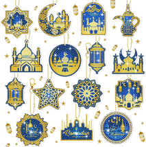15 Pcs Eid Mubarak Diamond Painted Keychains Diamond Painted Ornaments 5D DIY Di - £6.78 GBP