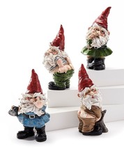 Santa Saucy Gnome Figurines Set 4 Poly Stone Red Hat Saucy Motions 7.2" High
